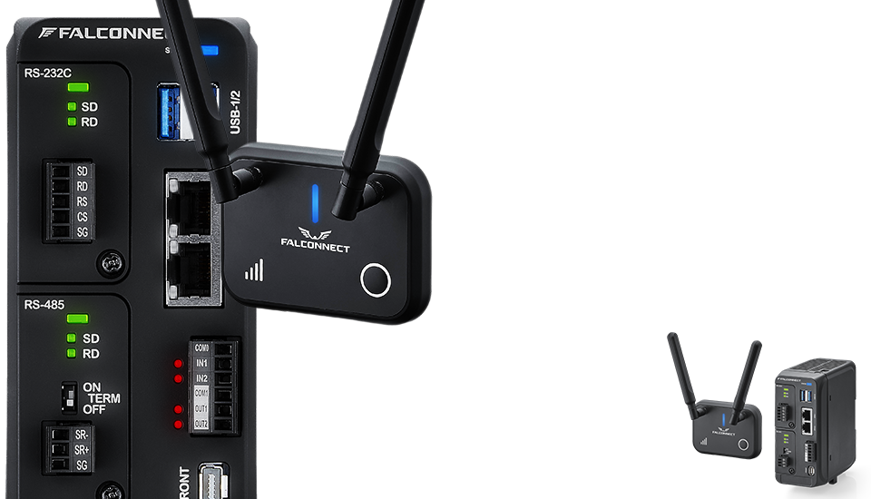 'つけるだけ'で、ここまでできる　専門知識も複雑なネットワーク設定不要　強固なセキュリティを確保した遠隔接続システムを構築　FALCONNECT　簡単に遠隔接続 セキュアに遠隔制御 高速・大容量収集